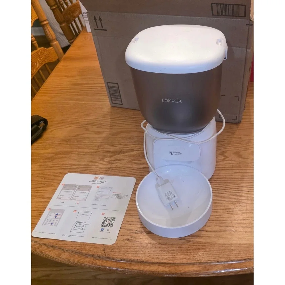LAMPICK Smart Automatic Pet Feeder White WiFi App Control 4L 16.9 Cups